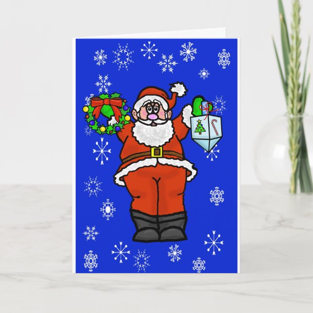 Chrismukah Santa Snöflingor Greeting Card Kort (Framsida)
