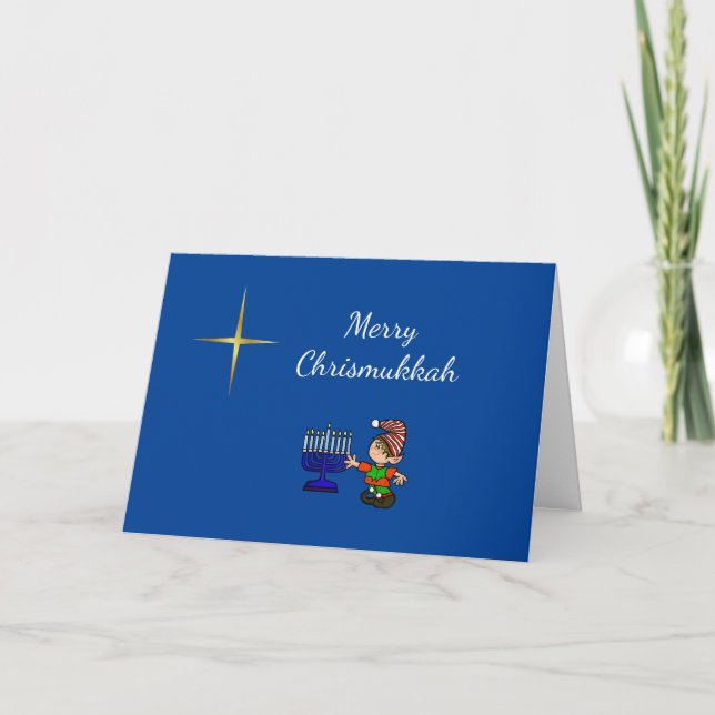 Chrismukah Star of Bethlehem Menorah Card Kort (Framsida)