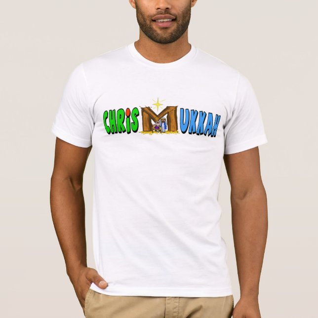 Chrismukah T-Shirt med M = Manger (Framsida)