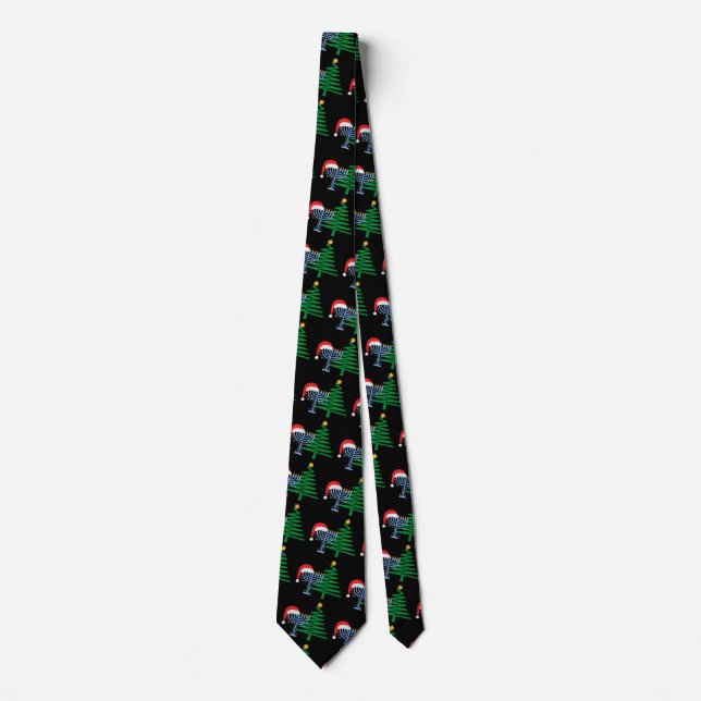 Chrismukah Tie Mönster Print Black Neck Tie Slips (Framsida)