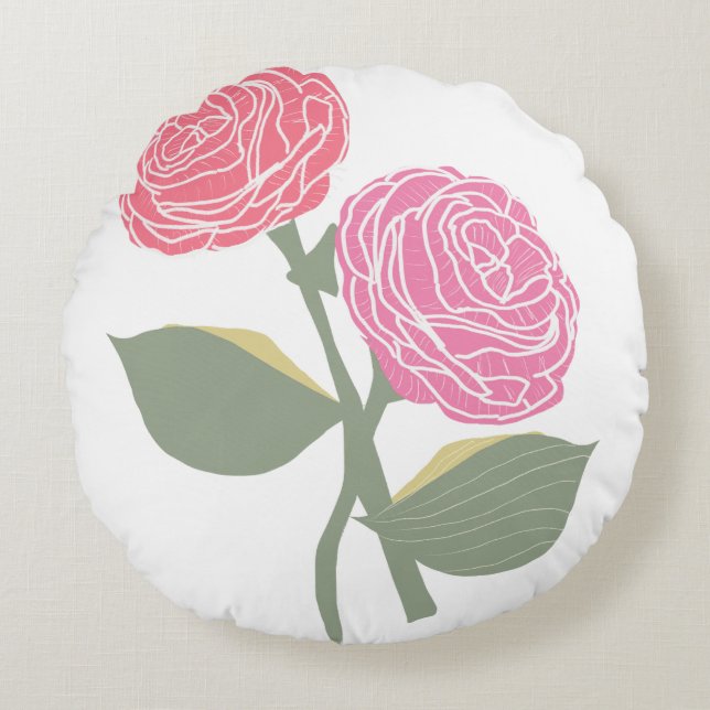 Chrissy Chrysantemum Rund Kudde (Framsidan)