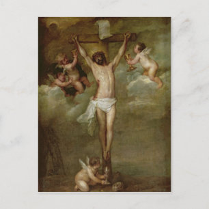 Christ attended by angels holding chalices vykort
