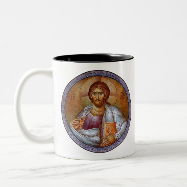 Christ Blessing Två-Tonad Mugg (Vänster)