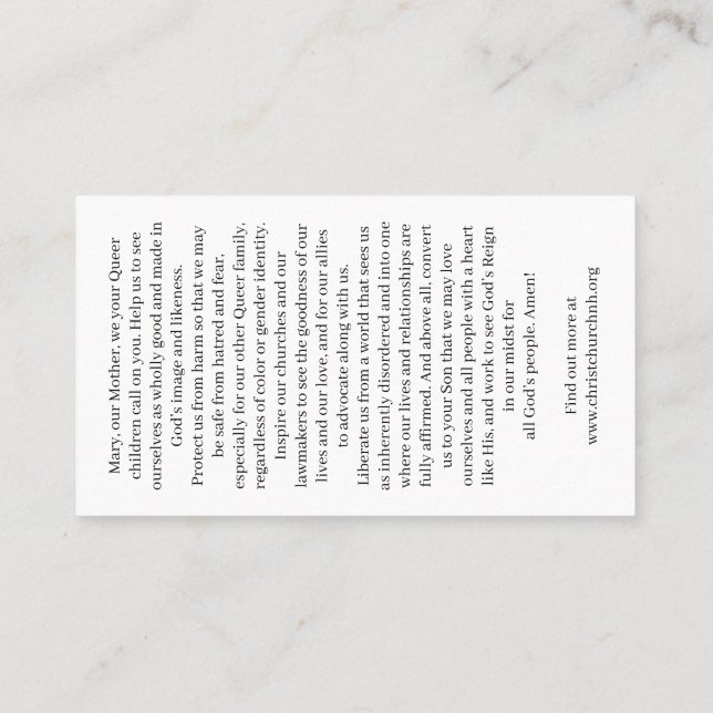 Christ Church Rainbow Madonna Card Visitkort (Baksida)