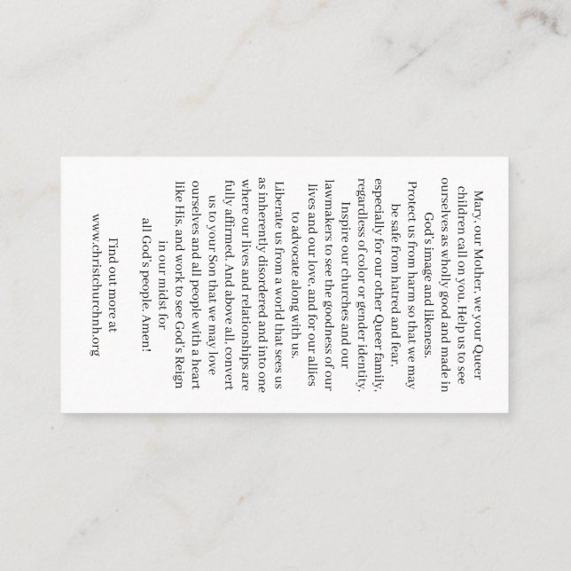 Christ Church Rainbow Madonna Card Visitkort (Baksida)