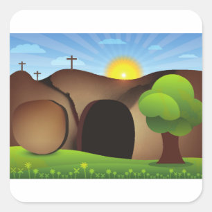 christ grav fyrkantigt klistermärke