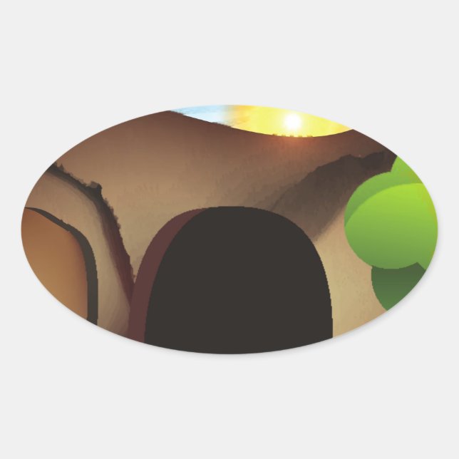 christ grav ovalt klistermärke (Framsida)