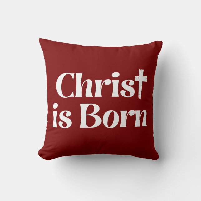 Christ Is Born Christmas Typography Kudde (Framsida)