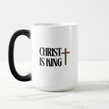 Christ is King | Black Text and Brown Wood Cross 