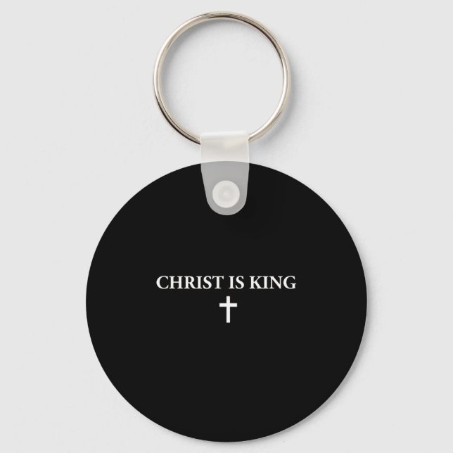 Christ Is King Christian Cross Religious Jesus Men Nyckelring (Framsida)