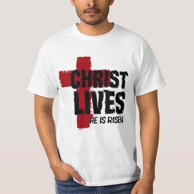 CHRIST LIVES Han är Risen Christian Kor Påsk T Shirt (Framsida)