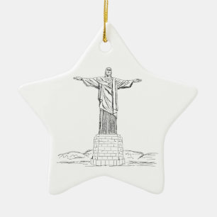 christ redeemeren julgransprydnad keramik