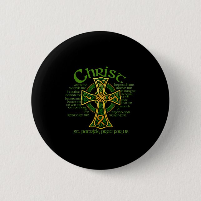 Christ With Me Celtic Cross St. Patrick Breastplat Knapp (Framsida)