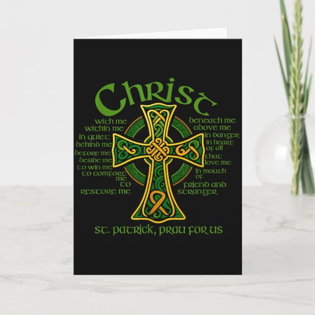 Christ With Me Celtic Cross St. Patrick Breastplat Kort (Framsida)