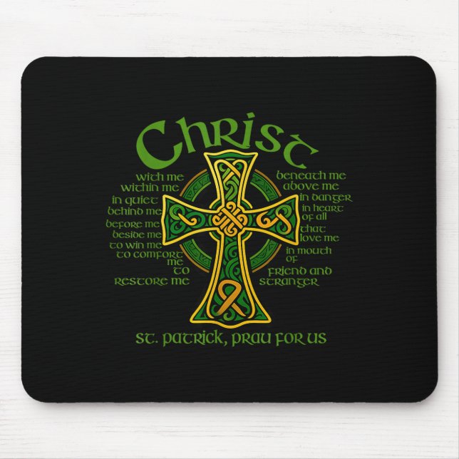 Christ With Me Celtic Cross St. Patrick Breastplat Musmatta (Framsidan)