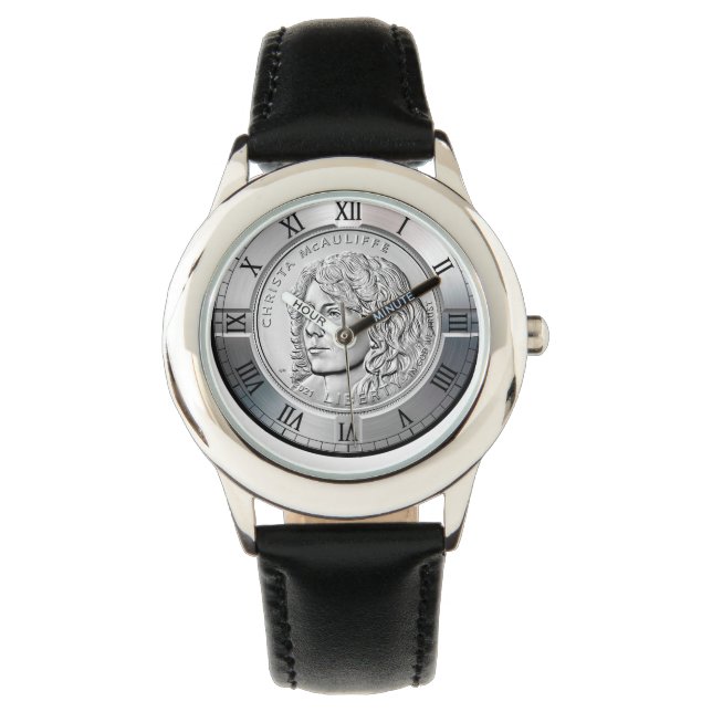 Christa McAuliffe Silver Dollar Minnessmynt Armbandsur (Framsida)