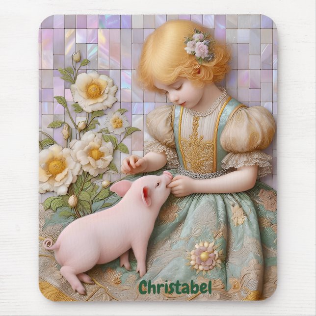 CHRISTABEL ~ Pastel Girl Piglet ~ Mousepad Musmatta (Framsidan)