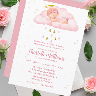 Christain Religiösa Heavent Sent Girls Baby Shower Inbjudningar