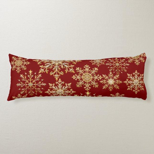 Christams Gold and Red Snowflake  Kroppskudde (Framsidan)