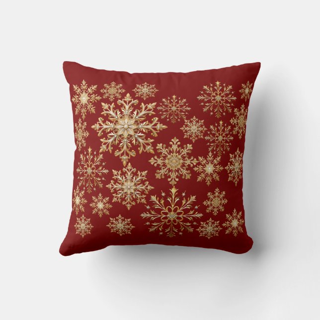 Christams Gold and Red Snowflake  Kudde (Baksida)