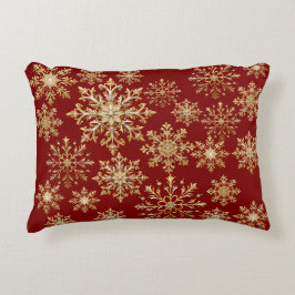 Christams Gold and Red Snowflake  Prydnadskudde