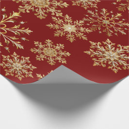 Christams Gold and Red Snowflake Wrapping paper Presentpapper