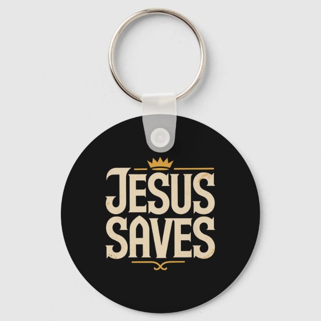 Christan Jesus Saves Premium Nyckelring (Framsida)