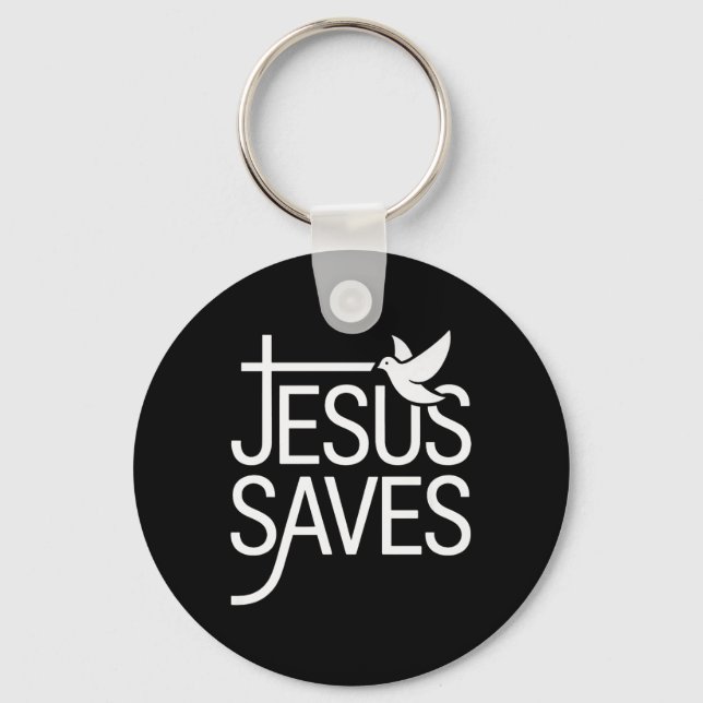 Christan Jesus Saves Premium Nyckelring (Framsida)