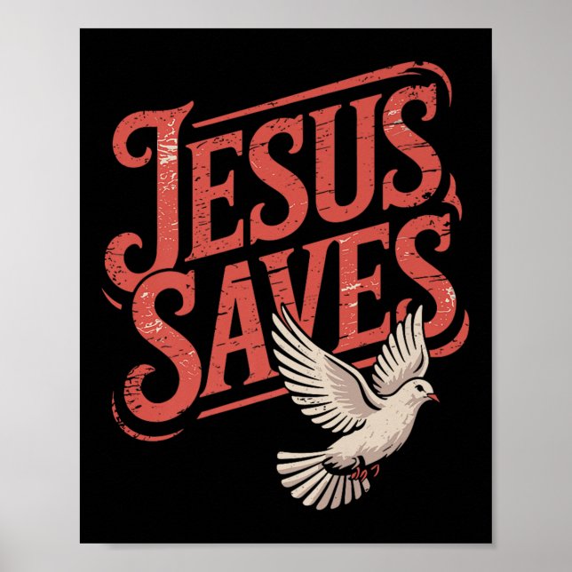 Christan Jesus Saves Premium Poster (Framsidan)