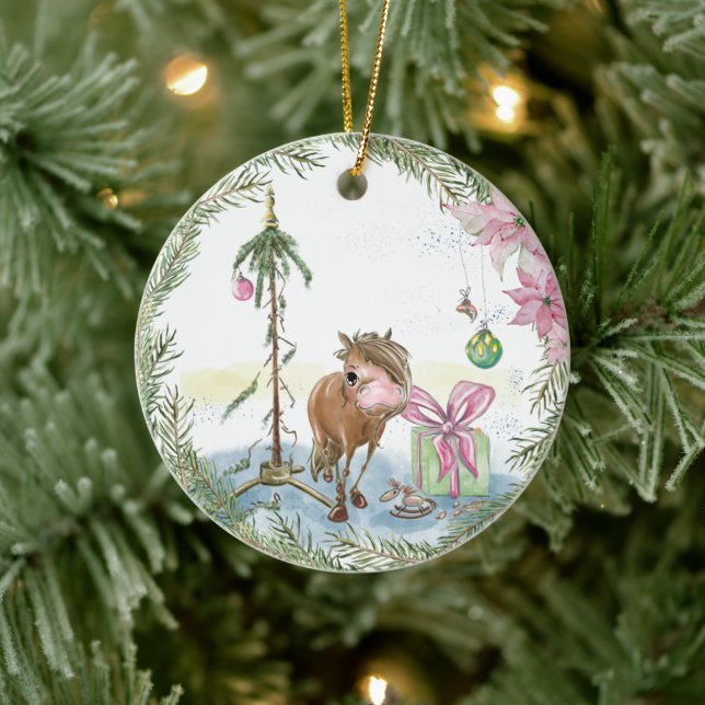 Christbaumschmuck mit süssem Pony Julgransprydnad Keramik (Träd)