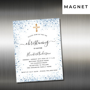 Christboyblå vit guld inbjudningsmagnet