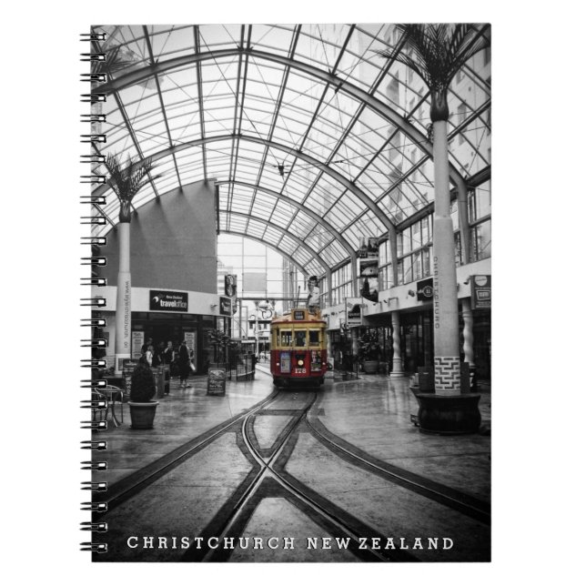 ChristChurch City Tour Tram New Zealand Notebook Anteckningsbok Med Spiral (Framsidan)