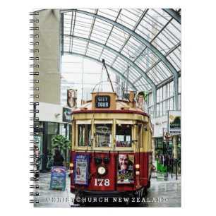 ChristChurch City Tour Tram nr 178 Nya Zeeland Anteckningsbok Med Spiral