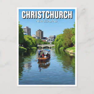 ChristChurch New Zealand Avon River Punting Vykort
