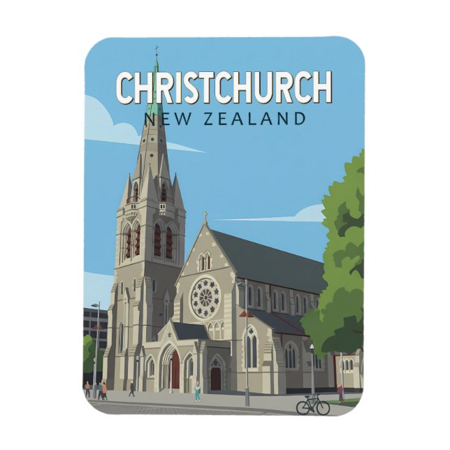 Christchurch Nya Zeeland Illustration Resa Konst Magnet (Vertikal)