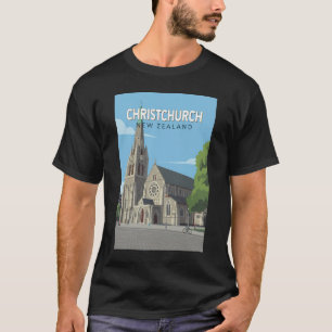 Christchurch Nya Zeeland Illustration Resa Konst T Shirt