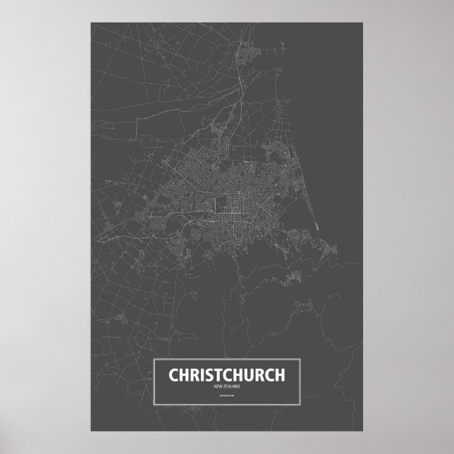 ChristChurch, Nya Zeeland (vit på svart) Poster (Framsidan)