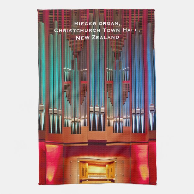 Christchurch orgel handduk med text kökshandduk (Vertikal)