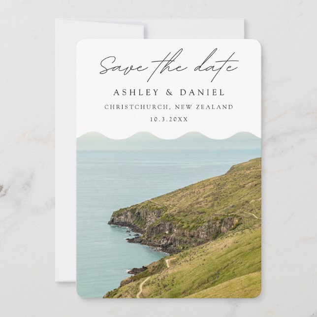 Christchurch Spara Datum Nyzeeländsk Bröllop Inbjudningar (Framsida)
