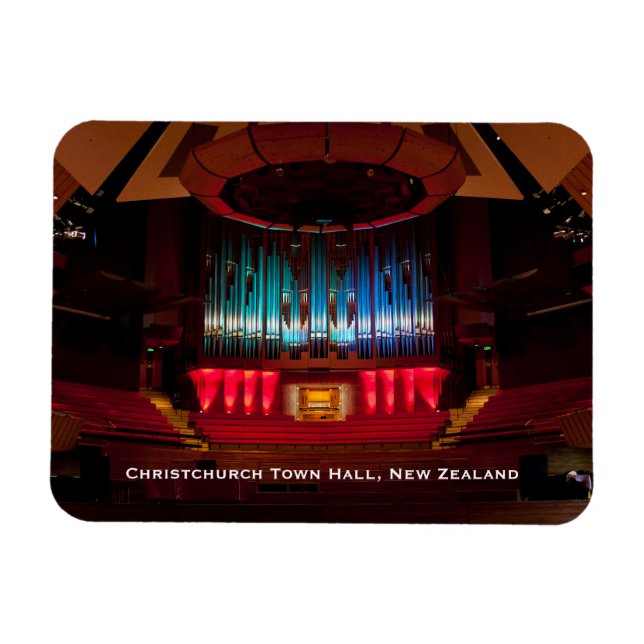 Christchurch Town Hall-auditorium och orgel Magnet (Horisontell)