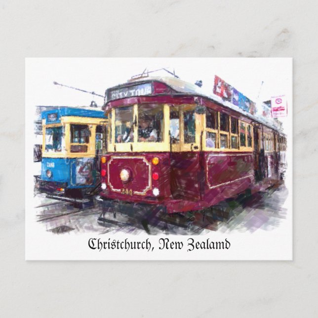 ChristChurch Tram Postcard Vykort (Framsida)