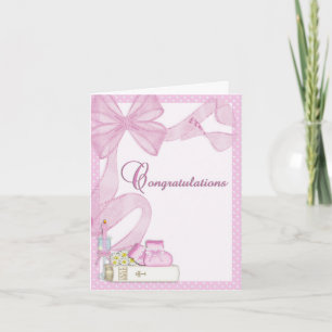 Christel Baptism Rosa Grattis Kort