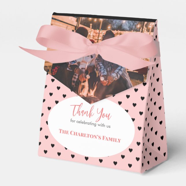 Christening 1 Section Photo Salmon Rosa Hearts Presentaskar (Framsidan Sidan)