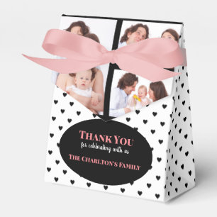 Christening 3 Section Anpassningsbar Photo Hearts Presentaskar