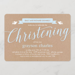 Christening Banner Baptism-inbjudan - blå Inbjudningar