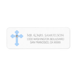 Christening / Baptism / Communion Blue Kor BOY Returadress Etikett
