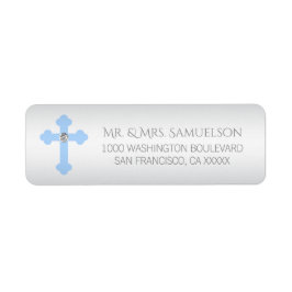Christening / Baptism / Communion Blue Kor BOY Returadress Etikett