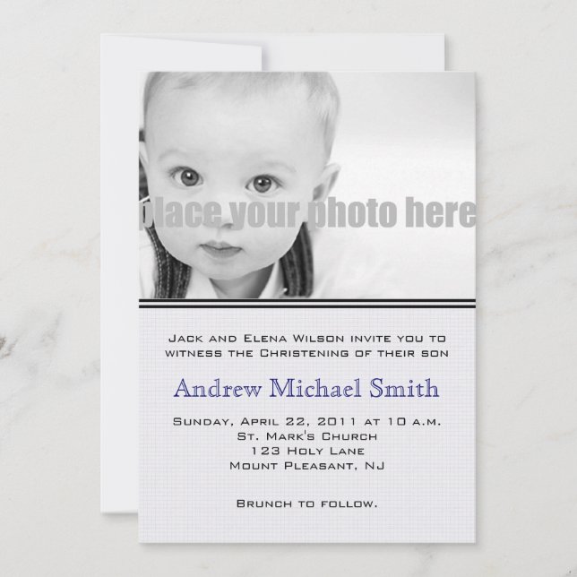 Christening/Baptism/Dedication Photo Inbjudan (Framsida)