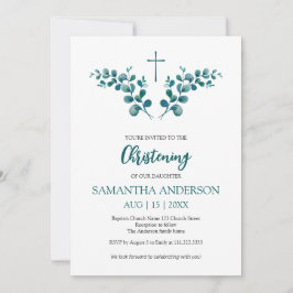 Christening Baptism Eucalyptus Greenery minimalist Inbjudningar