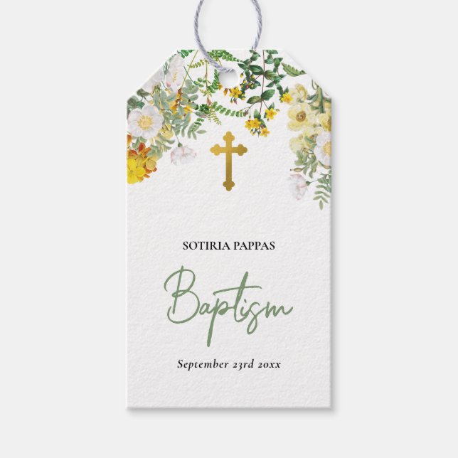 Christening Baptism Favor Boy Girl Presentetikett (Framsidan)